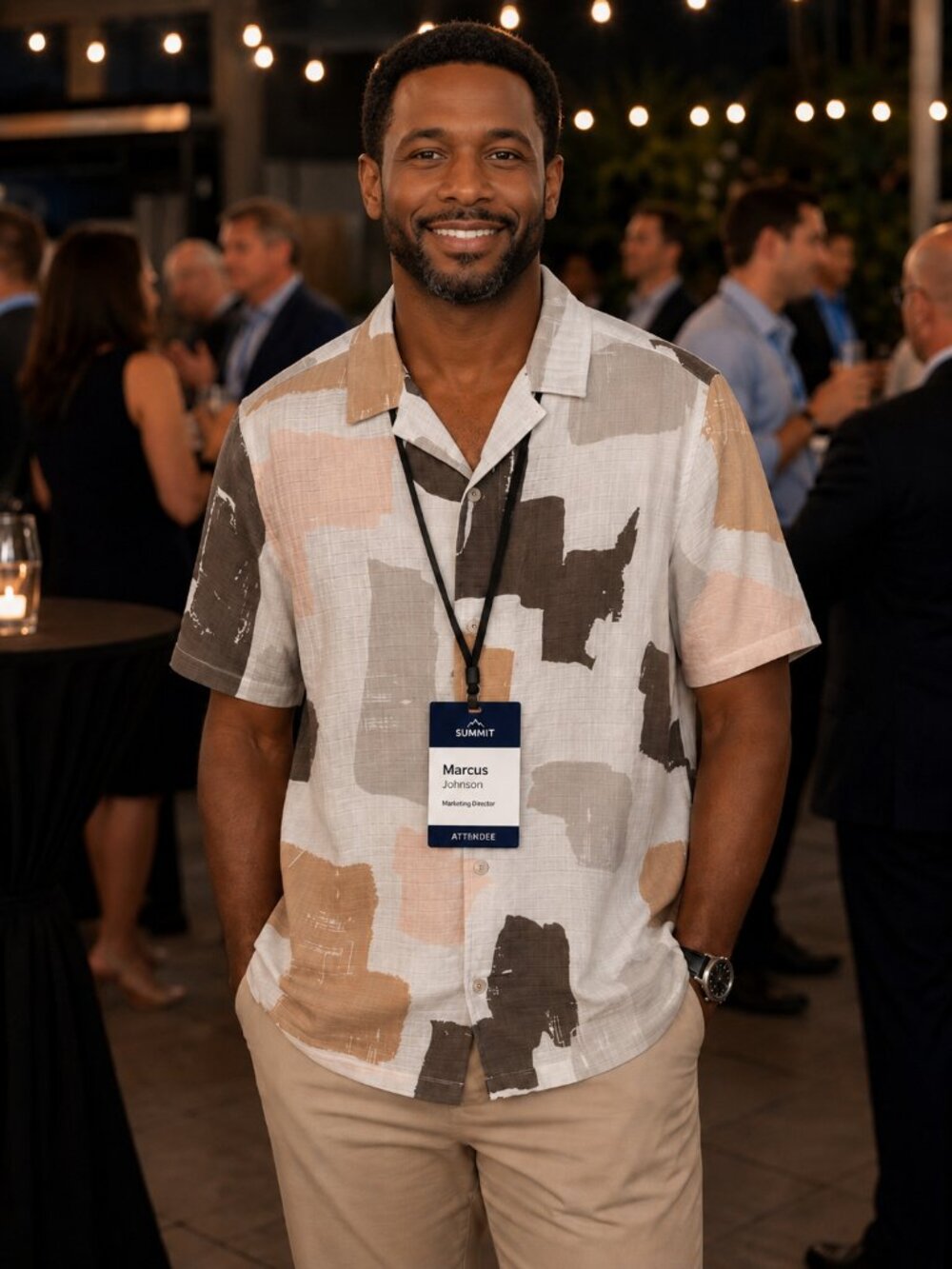 NWT - Folk - Tawn Abstract Patterned Short Sleeve Button-Up Shirt - Spice - Med
